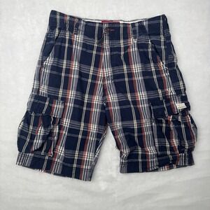 Levi Cargo Shorts 36 Blue Plaid Baggy Mens Y2K